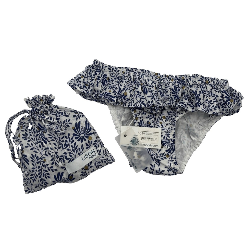 Lot 3 Lison Paris Baby Bloomers 24M & 36M White Indigo Floral‎ NWT Boutique